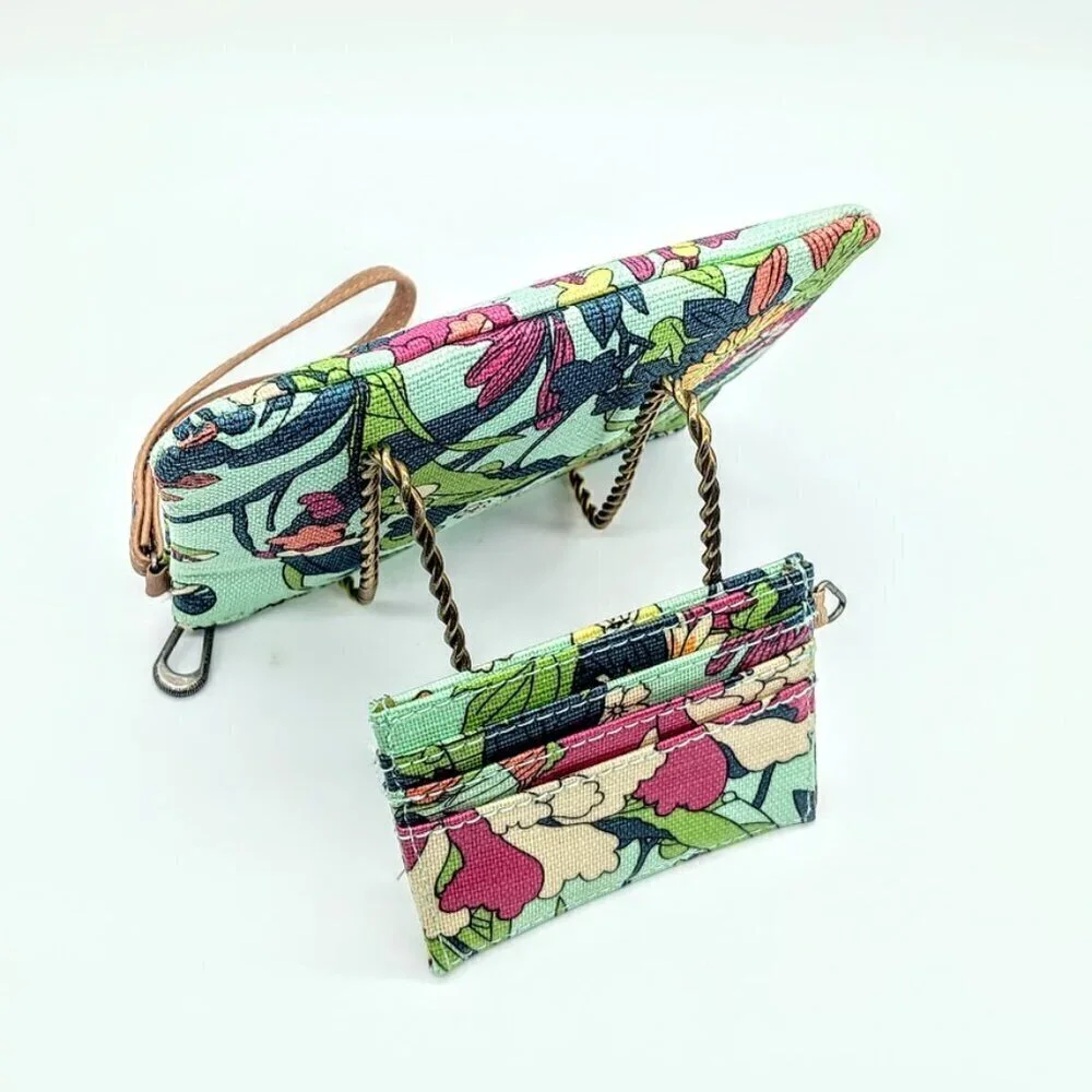 Sakroots Multicolor Jute Cotton Wristlet & Card Holder